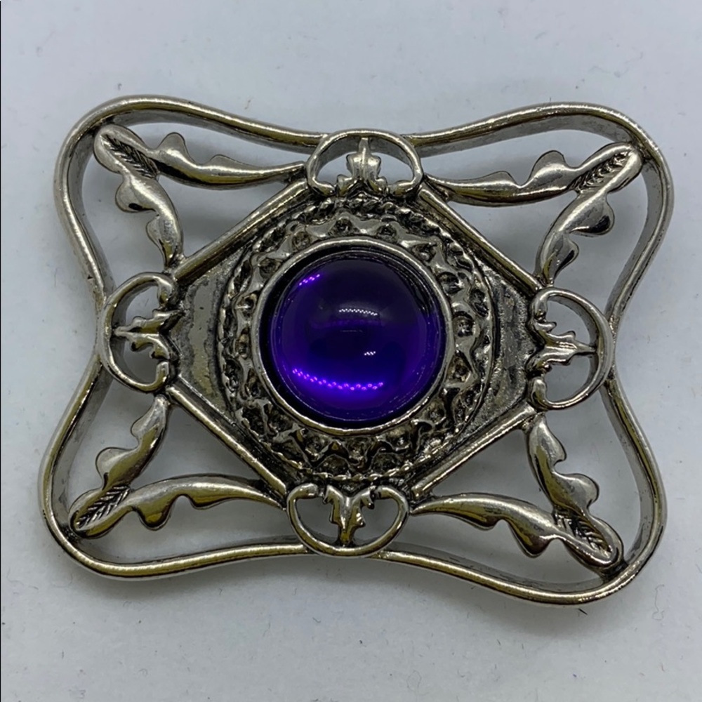 Vintage Silver and Purple brooch